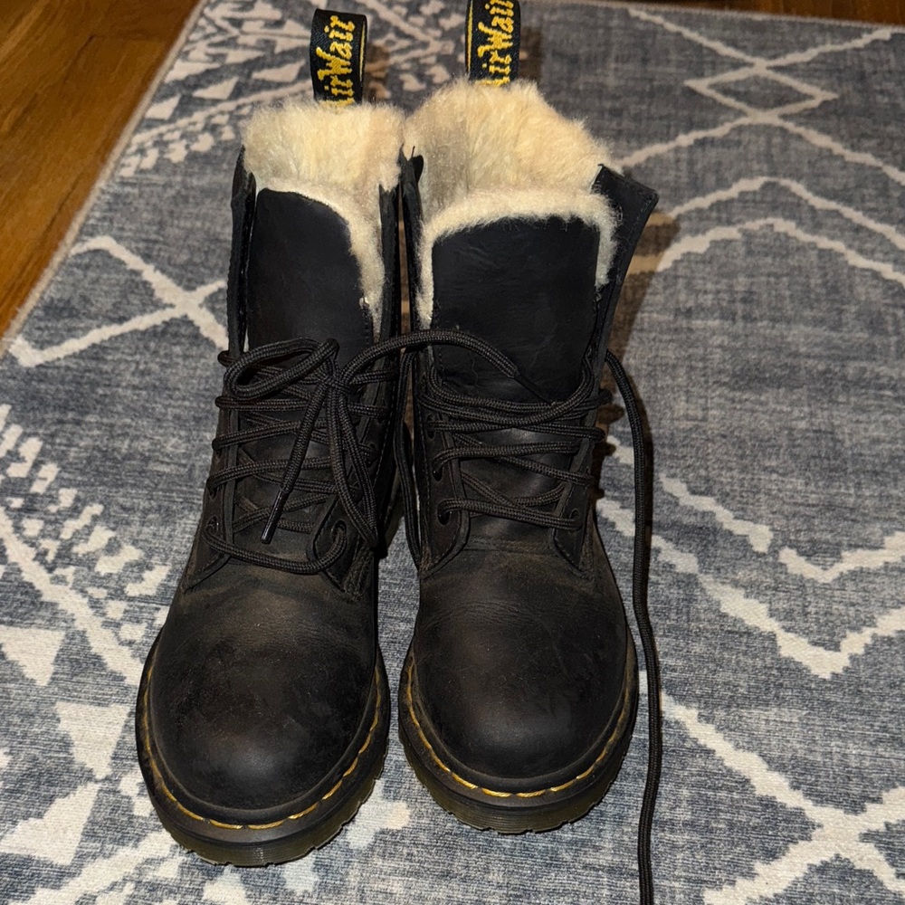 Dr. Martens Black Fur-Lined Combat Boots